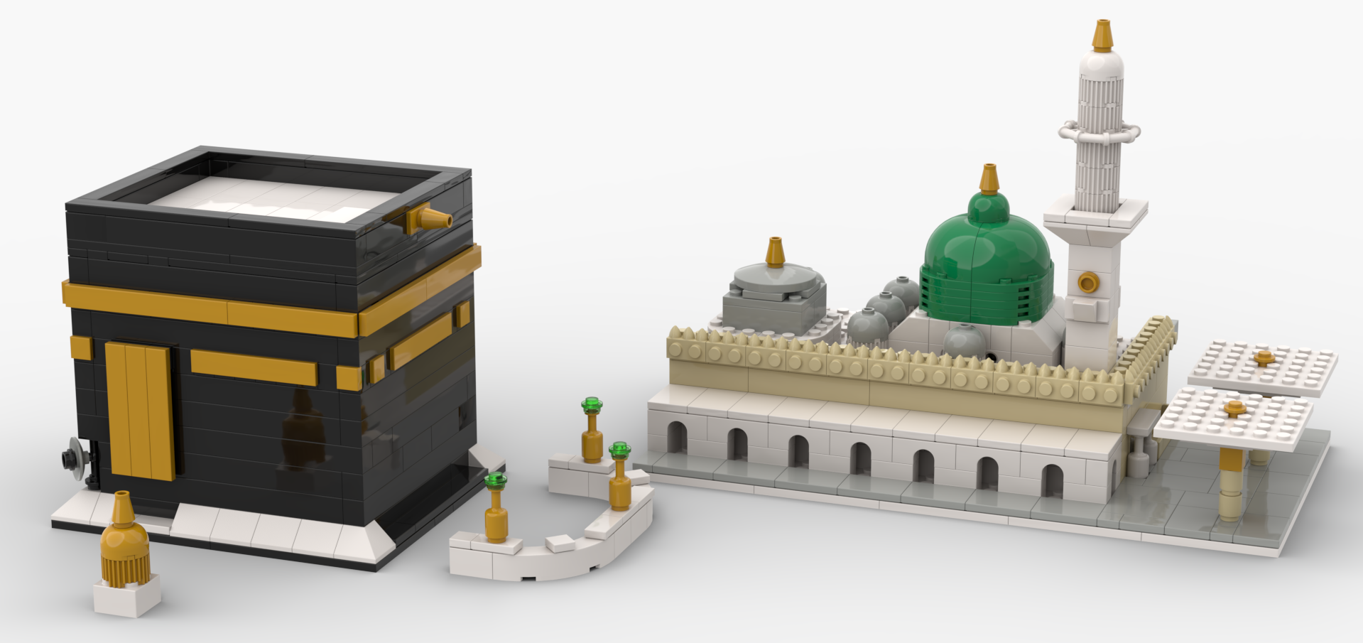 Lego style Islamic building block sets of the Kaaba and Masjid Nabawi